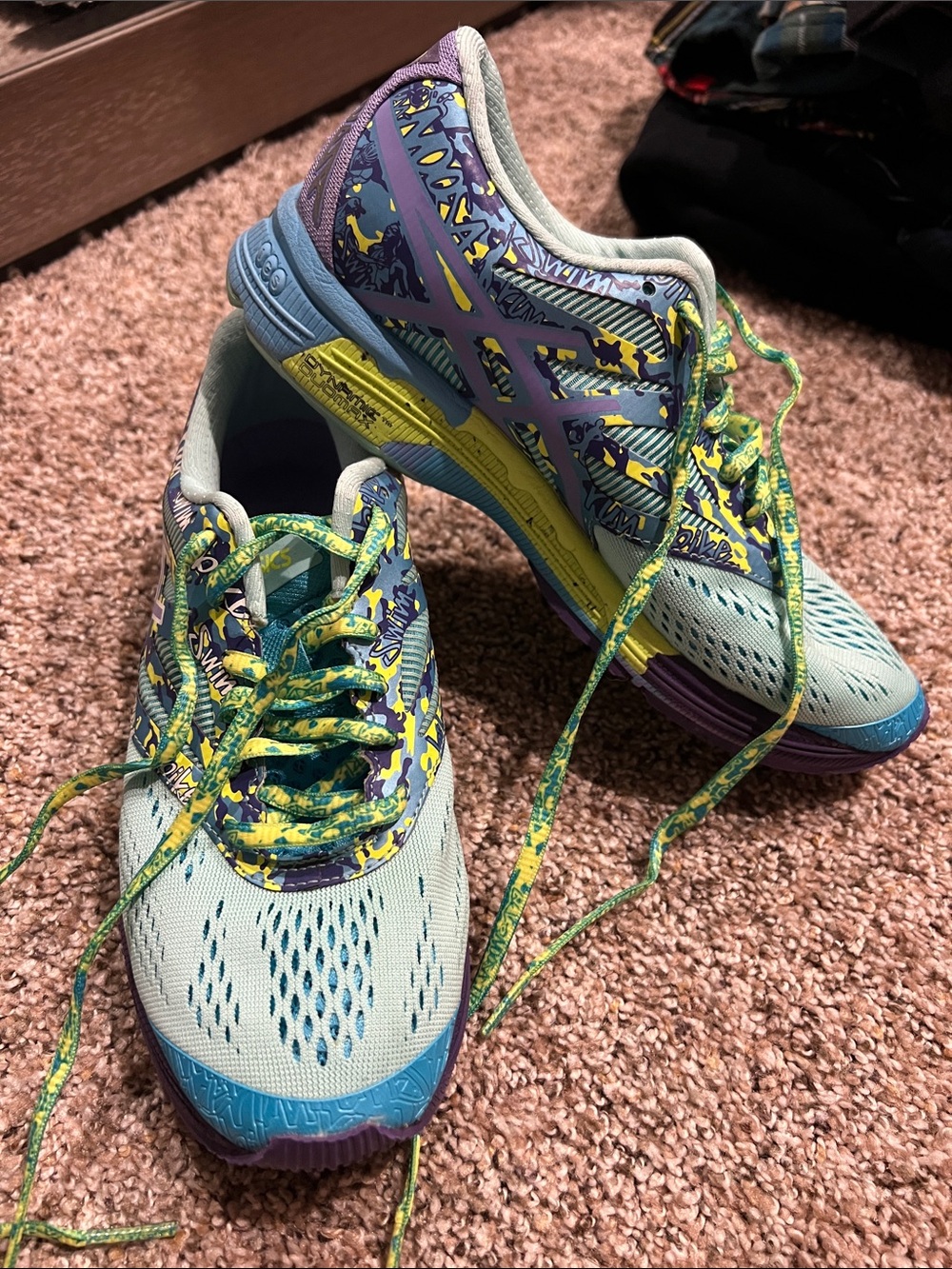 Asics Women’s Light Blue, Purple & Yellow Athletic Sneakers
